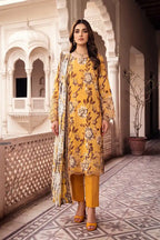 Zesh - 3PC Unstitched Embroidered Lawn Suit (Mustard)