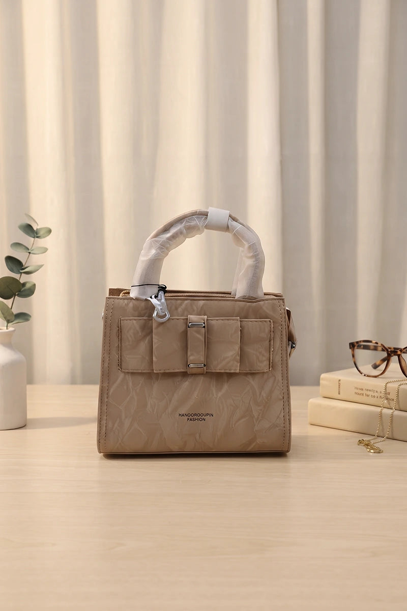 Elegance Structured Faux Leather Shoulder Bag (Warm Sand)