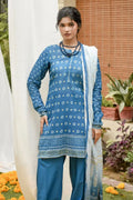MJ IZHAN Unstitched 3-Piece Lawn Collection (Slate Blue)