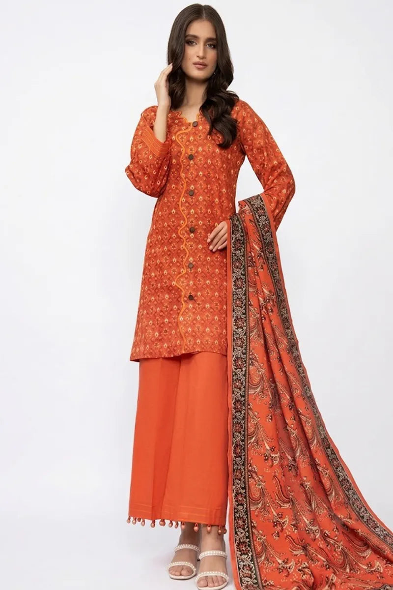 Limelight Doria Unstitched 3-Piece Lawn Collection (Burnt Orange)