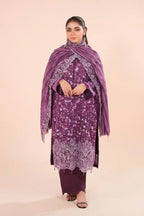 Zesh - 3PC Unstitched Embroidered Lawn Suit (Magenta Purple)