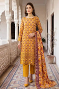 Zesh - 3PC Unstitched Embroidered Lawn Suit (Golden Ochre)