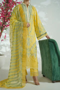 Prestige By KBC Fashion - 3 Piece Unstitched Embroidered Lawn Suit with Chiffon Dupatta (Bright Lemon Yellow)