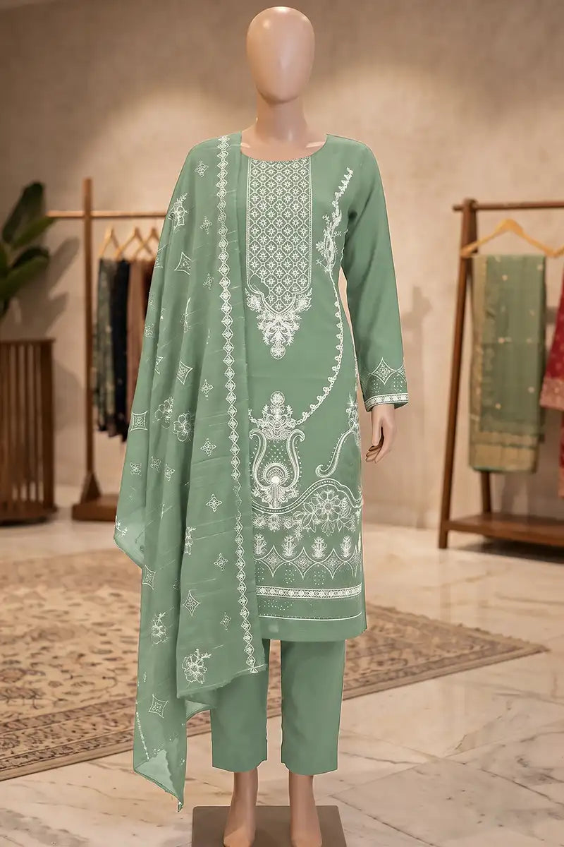 Dream by Breeza Fashion - 3PC Unstitched Embroidered Lawn Suit (Sage Green)