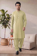 Saya Men’s Wash & Wear Unstitched Suit (Soft Lime Green)