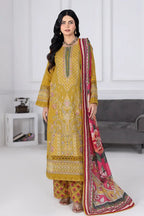 Muswa By Johra - 3PC Unstitched Embroidered Lawn Suit (Mustard Yellow)