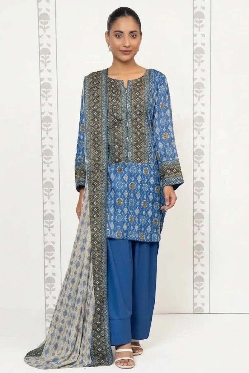 Khaadi Unstitched 3-Piece Lawn Collection (Ocean Blue)