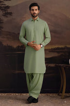 Premium Men's Unstitched Cotton Fabric Suit (Sage Green)