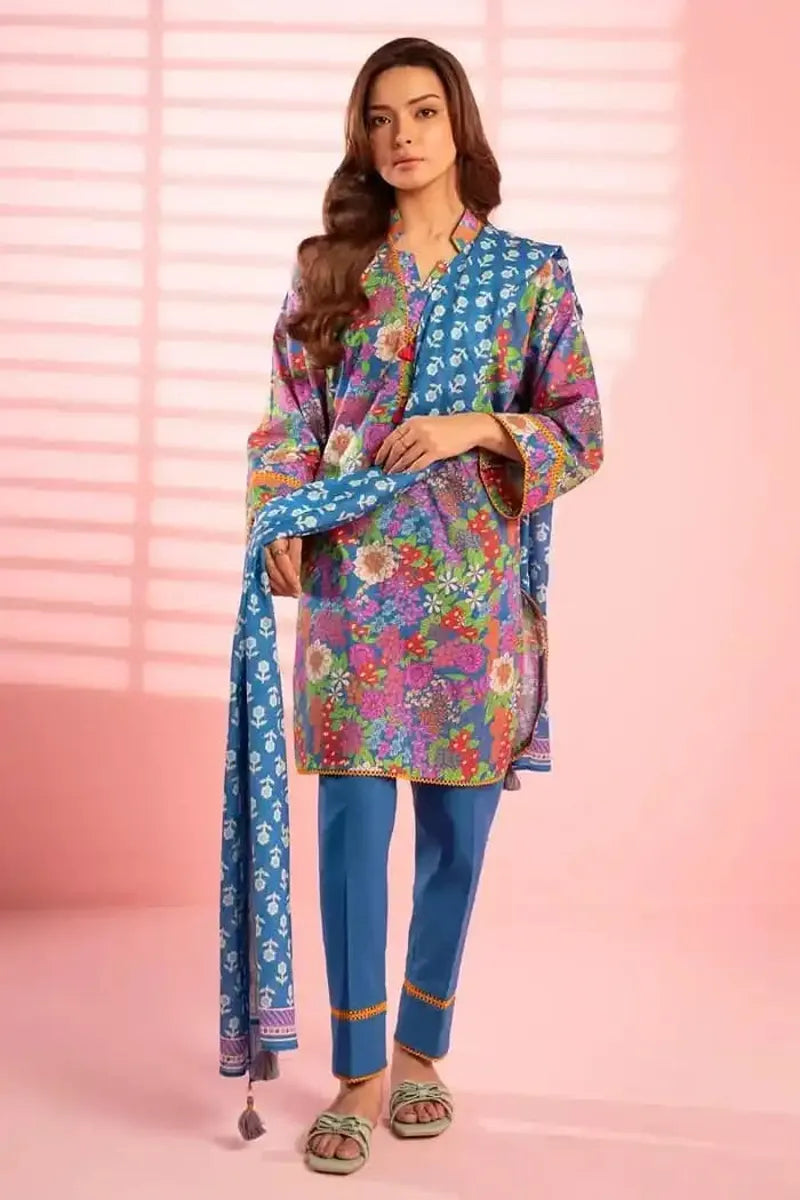 Alkaram Unstitched 3-Piece Lawn Collection (Slate Blue)
