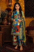 Ting Tone by Almeerah - Girls Unstitched 2-Piece Suit (8 to 12 Years) (Pastel Green & Blue)