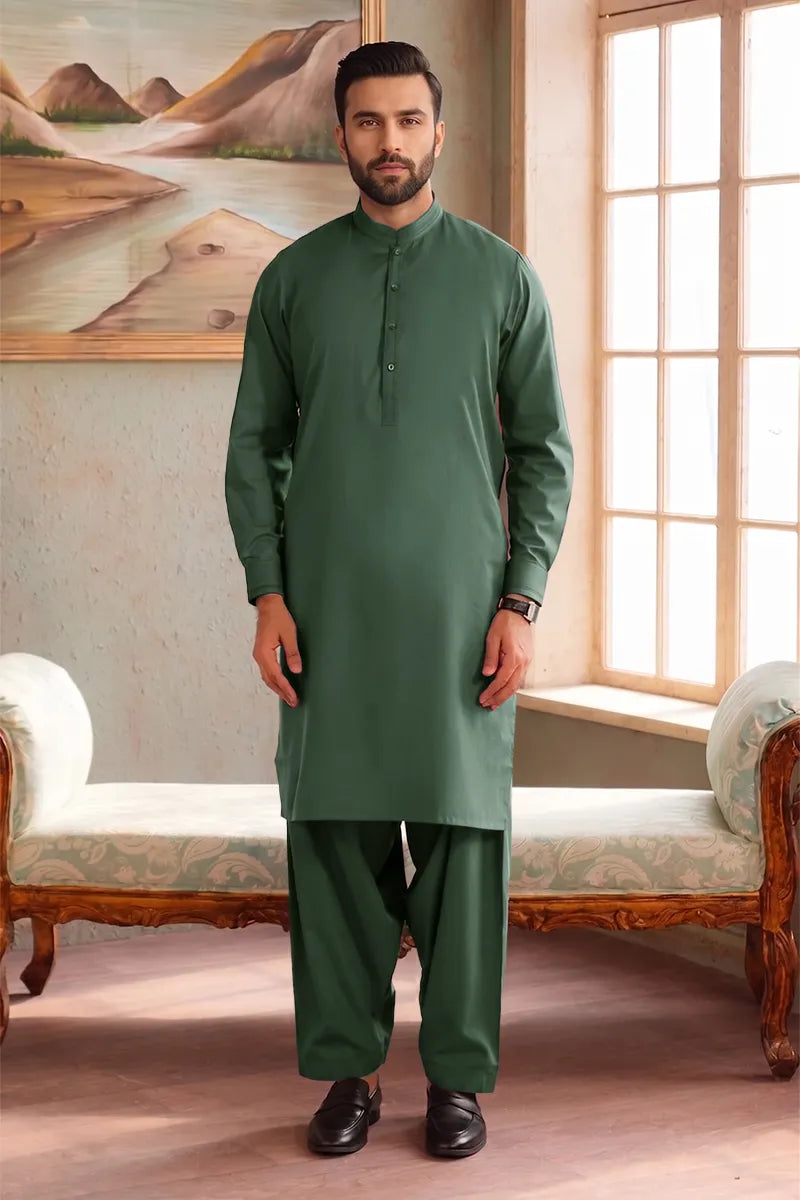 Men’s Wash & Wear Unstitched Fabric By KBC Fashion (Sage Green)