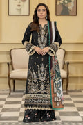 Elvia By Johra - 3PC Unstitched Embroidered Lawn Suit (Black)