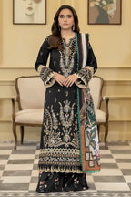 Elvia By Johra - 3PC Unstitched Embroidered Lawn Suit (Black)