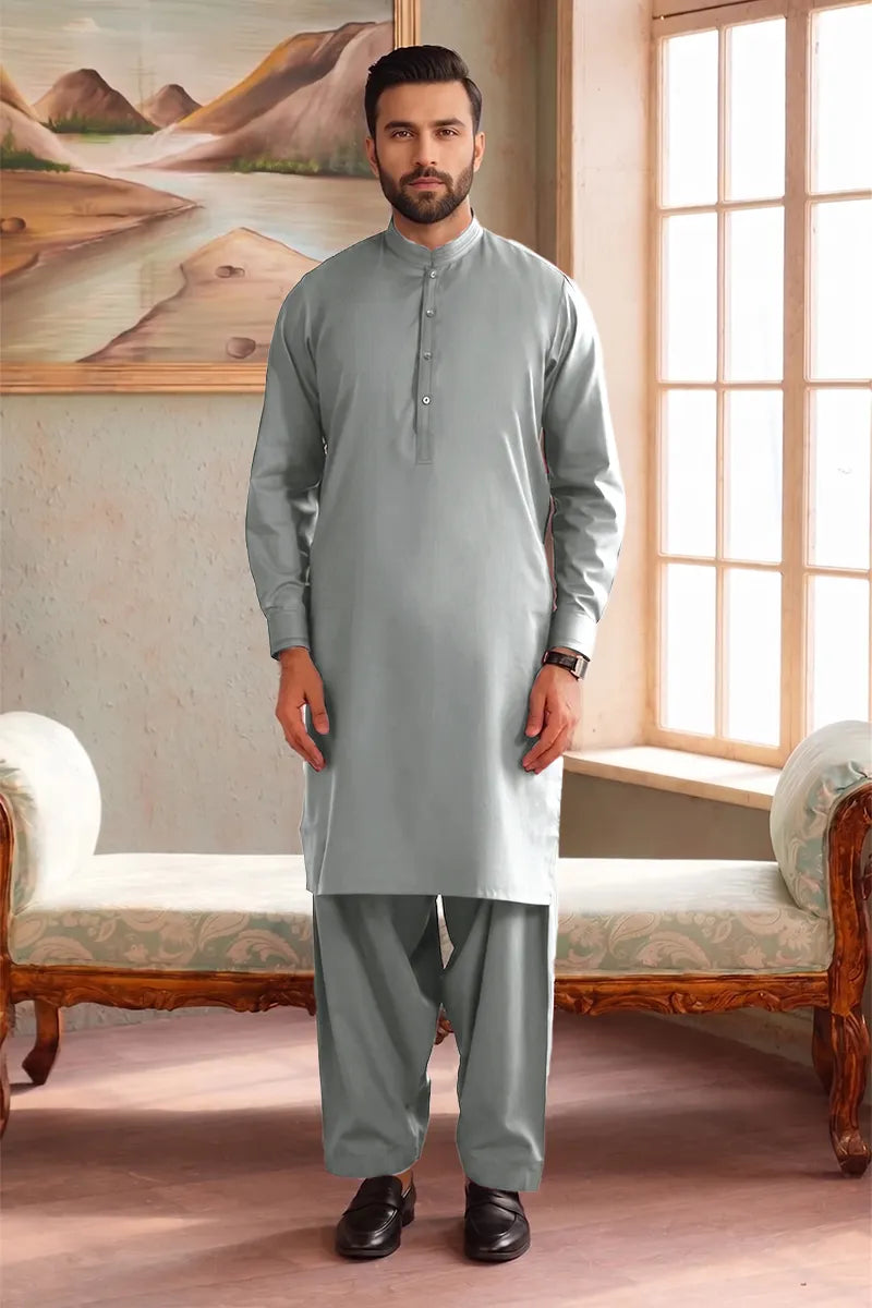 Men’s Wash & Wear Unstitched Fabric By KBC Fashion (Light Ice Blue)