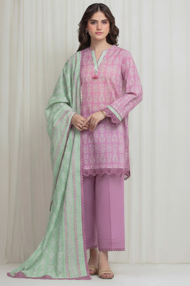 Nishat (Vol.4) - 3pc Unstitched Digital Embroidered Printed Lawn (Muted Lilac & Pastel Sage)