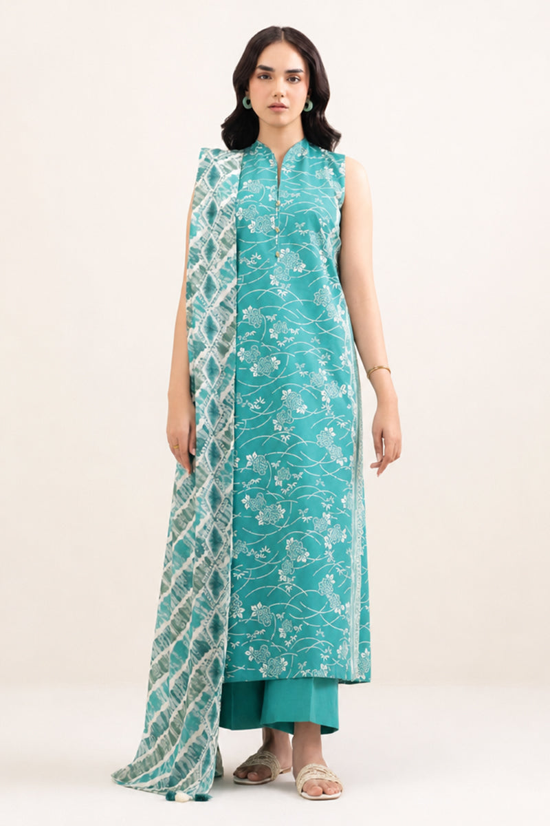 Nishat (Vol.4) - 3pc Unstitched Digital Embroidered Printed Lawn (Deep Teal Green)