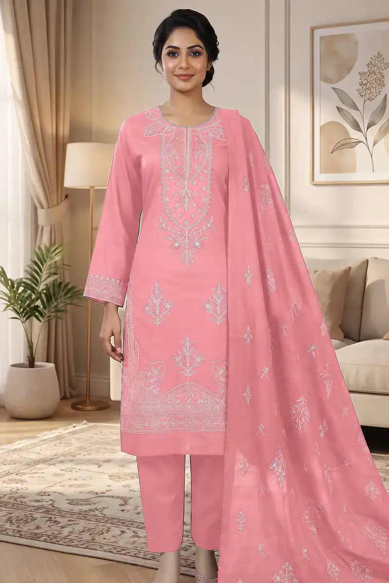 Gulmeher by Breeza Fashion - 3PC Unstitched Embroidered Lawn Suit (Pink)