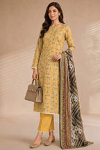 Khaadi (Vol.5) – 3 Piece Unstitched Printed Lawn Suit (Muted Mustard Gold)