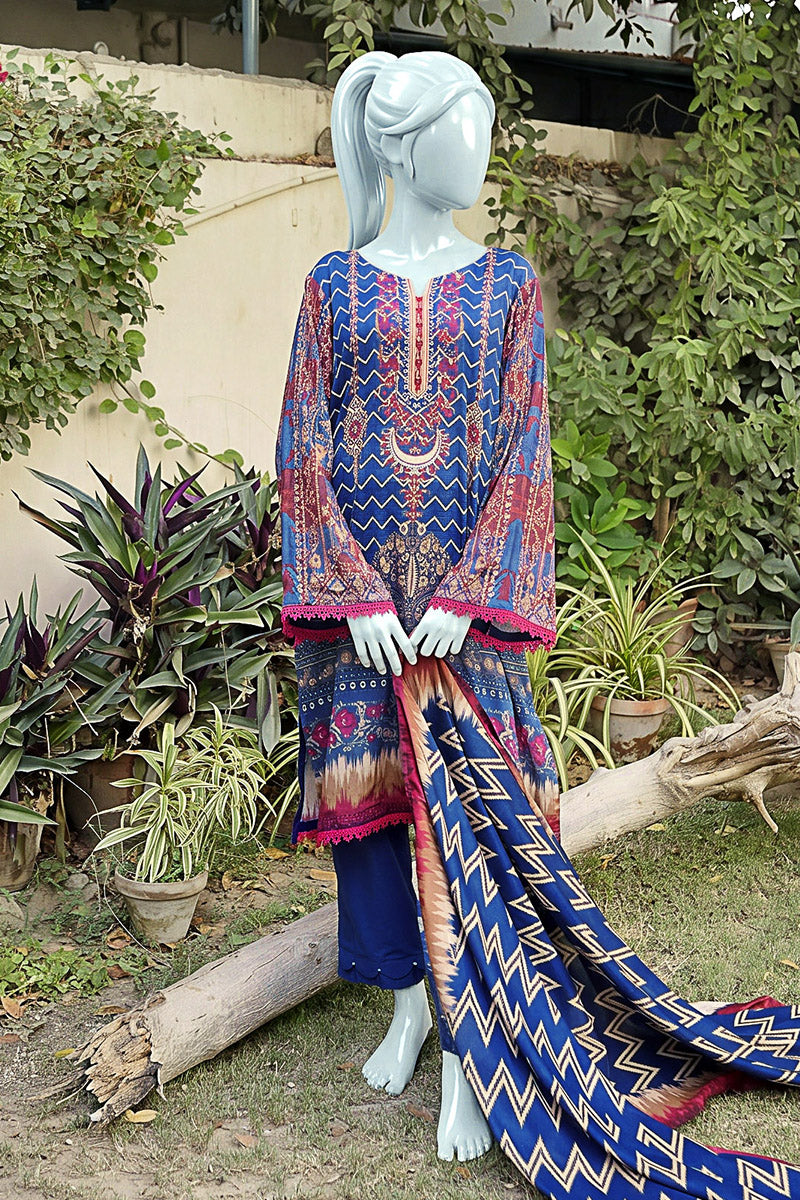 Aryana By KBC Fashion - 3PC Unstitched Printed Lawn Suit (Royal Blue)