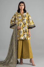 Sapphire (Vol.4) - 3PC Unstitched Printed Lawn Suit (Olive Yellow)