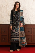 Poshak By Johra - 3 Piece Unstitched Embroidered Lawn Suit (Jet Black)