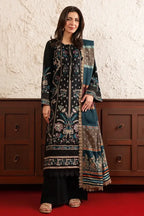Poshak By Johra - 3 Piece Unstitched Embroidered Lawn Suit (Jet Black)