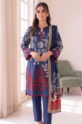 Roshaan by KBC Fashion Stitched 3-Piece Lawn Suit (Deep Slate Blue)