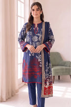 Roshaan by KBC Fashion Stitched 3-Piece Lawn Suit (Deep Slate Blue)