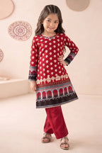 Ting Tone by Almeerah - Girls Unstitched 2-Piece Suit (8 to 12 Years) (Crimson Red)