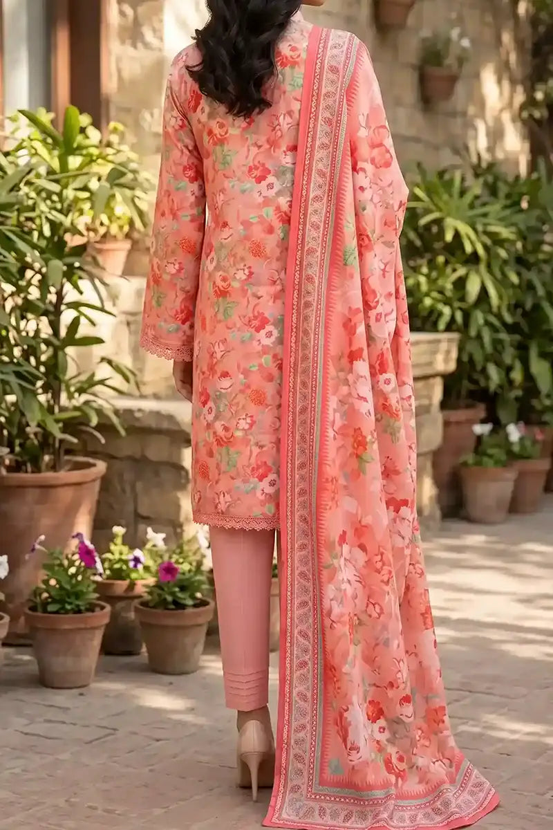 Mehar Unstitched 3-Piece Lawn Collection (Dusty Rose)