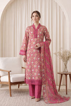 Gul Rang By Bareezé – 3-Piece Unstiched Printed Classic Lawn (Candy pink & Bright Maroon)