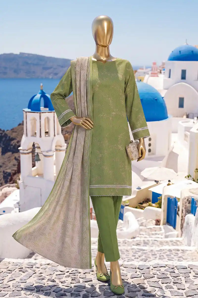 Safina Pop (Vol-01) by A One Textile - 3PC Unstitched Printed Lawn Suit (Olive Green)