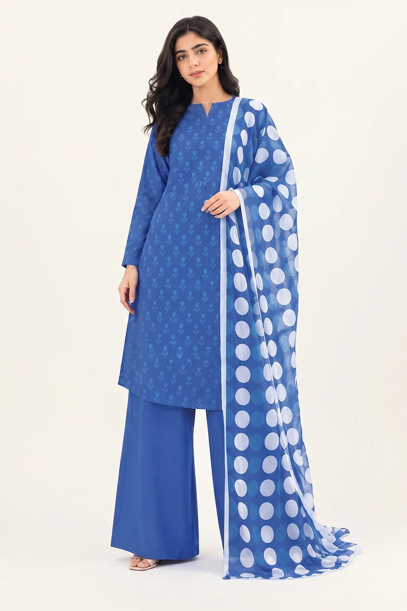 Sapphire Lawn Vol-09 - 3PC Unstitched Printed Lawn Suit(blue)