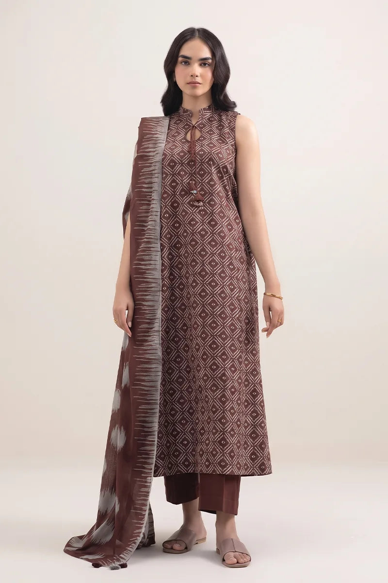 Sapphire Vol.6 - 3PC Unstitched Printed Lawn Suit (Deep Espresso)