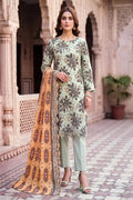 Zesh - 3PC Unstitched Embroidered Lawn Suit (Mint Sage Green)