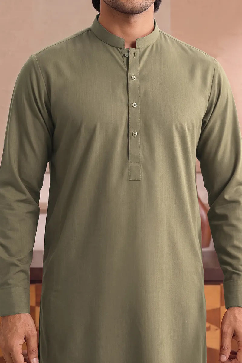 Yameen - Men’s Unstitched Cotton Fabric (Sage Olive)
