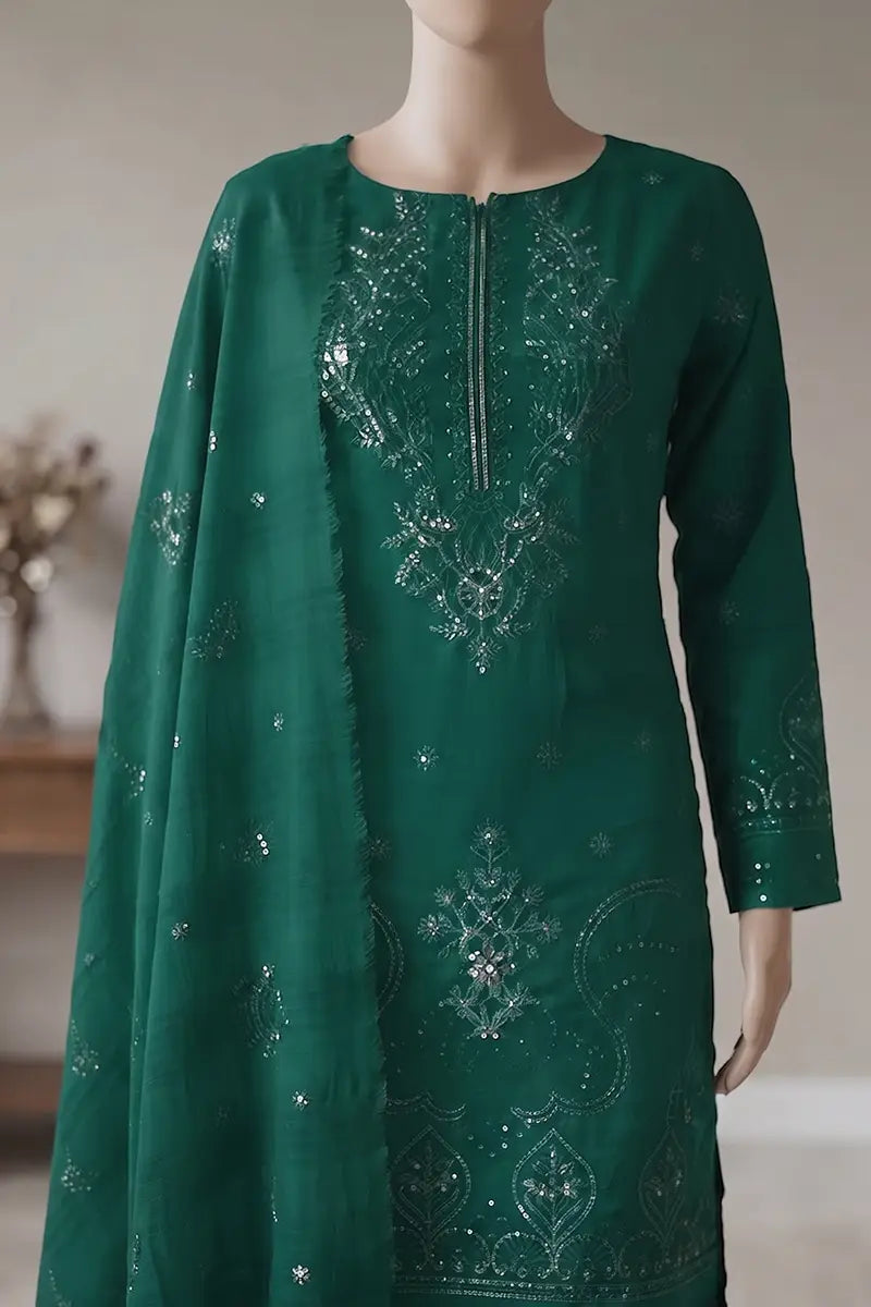 Milano by Breeza Fashion - 3PC Unstitched Embroidered Lawn Suit (Dark Green)