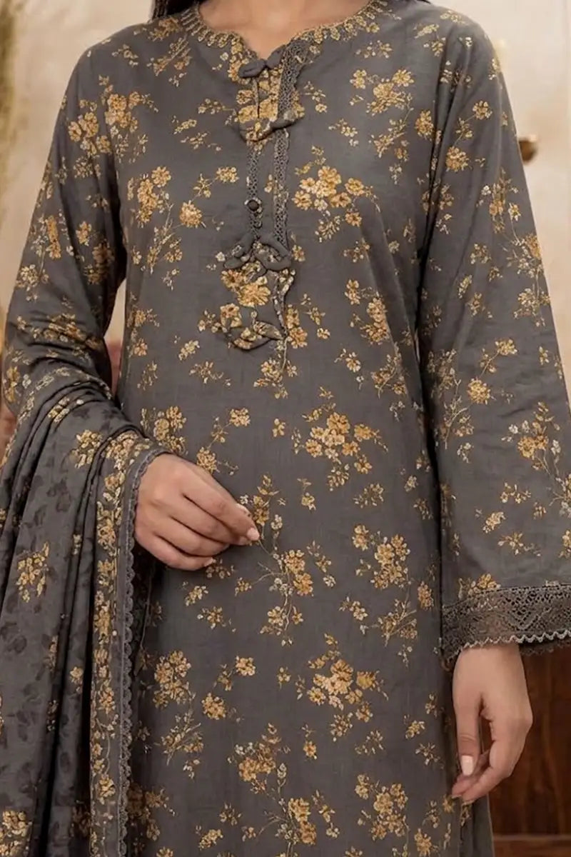 Mor Bagh 3-Piece Unstitched Printed Lawn Suit (Dark Slate Grey)