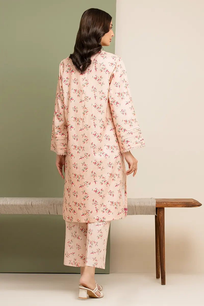 Edenrobe Allure Special Unstitched Khaddar 2-Piece Same Print Suit (Peach)