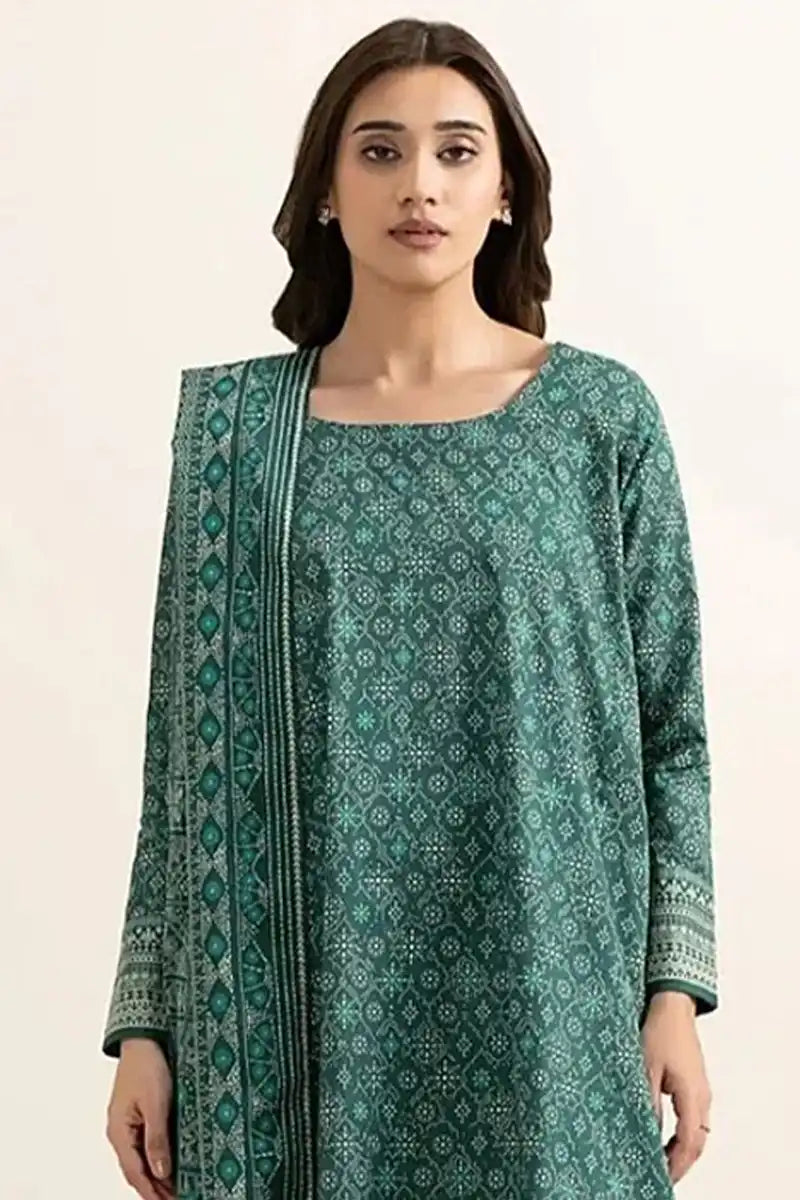Khaadi 3-Piece Unstitched Printed Lawn Suit (Teal Green)
