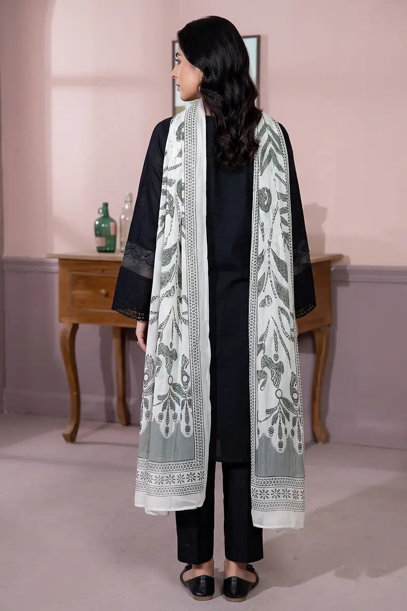 Gul-e-Seher By Johra - 3PC Unstitched Chikankari Lawn Suit (Black)
