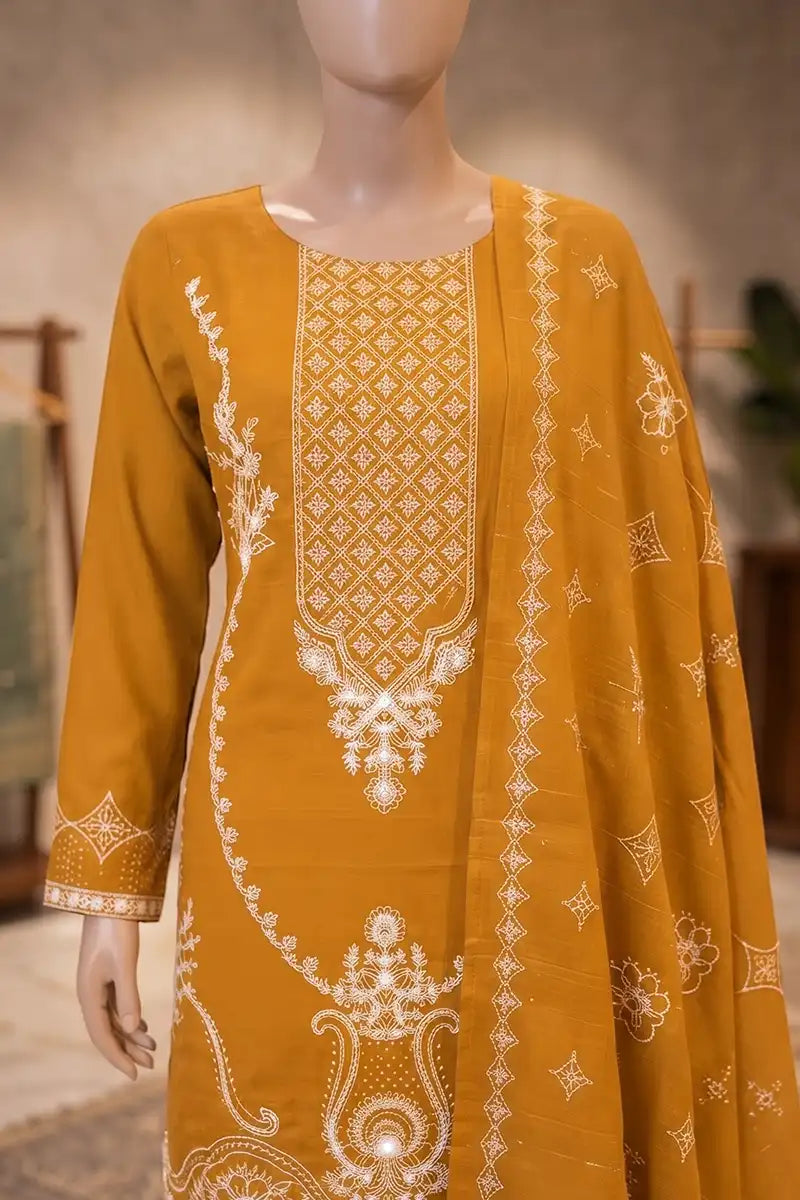 Dream by Breeza Fashion - 3PC Unstitched Embroidered Lawn Suit (Orange)