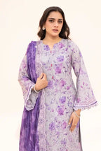 Zesh - 3PC Unstitched Embroidered Lawn Suit (Deep Purple)