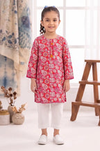 Little Angel Girls Soft Cotton Printed Kurti Shirt (Pink)