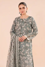 Zesh - 3PC Unstitched Embroidered Lawn Suit (Slate Sage Green)