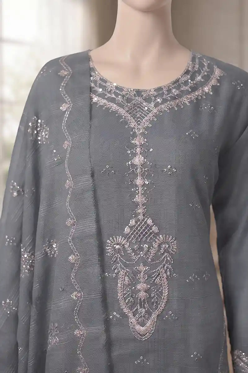 Roshan by Breeza Fashion - 3PC Unstitched Embroidered Lawn Suit (Slate Blue)