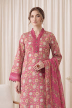 Gul Rang By Bareezé – 3-Piece Unstiched Printed Classic Lawn (Candy pink & Bright Maroon)