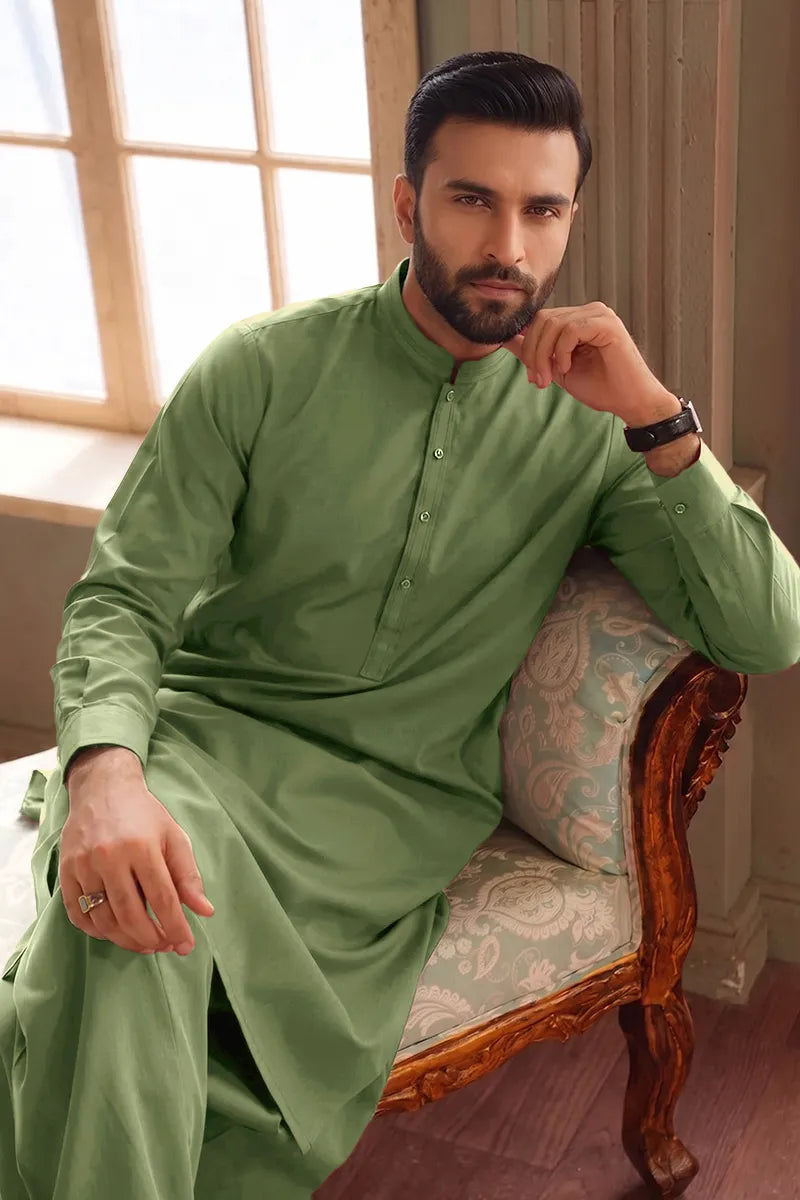 Men’s Wash & Wear Unstitched Fabric By KBC Fashion (Fern Green)