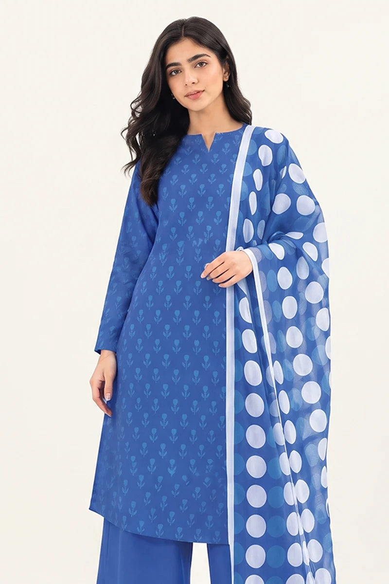 Sapphire Lawn Vol-09 - 3PC Unstitched Printed Lawn Suit(blue)