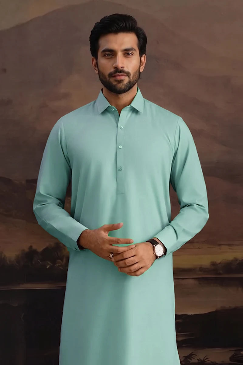 Premium Men's Unstitched Cotton Fabric Suit (Ice Mint)